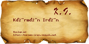 Kármán Irén névjegykártya